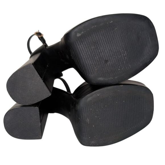 Y2K Chunky Peep Toe Platform Heels Women 7.5 Faux Leather Party Night Out Club - Picture 6 of 7